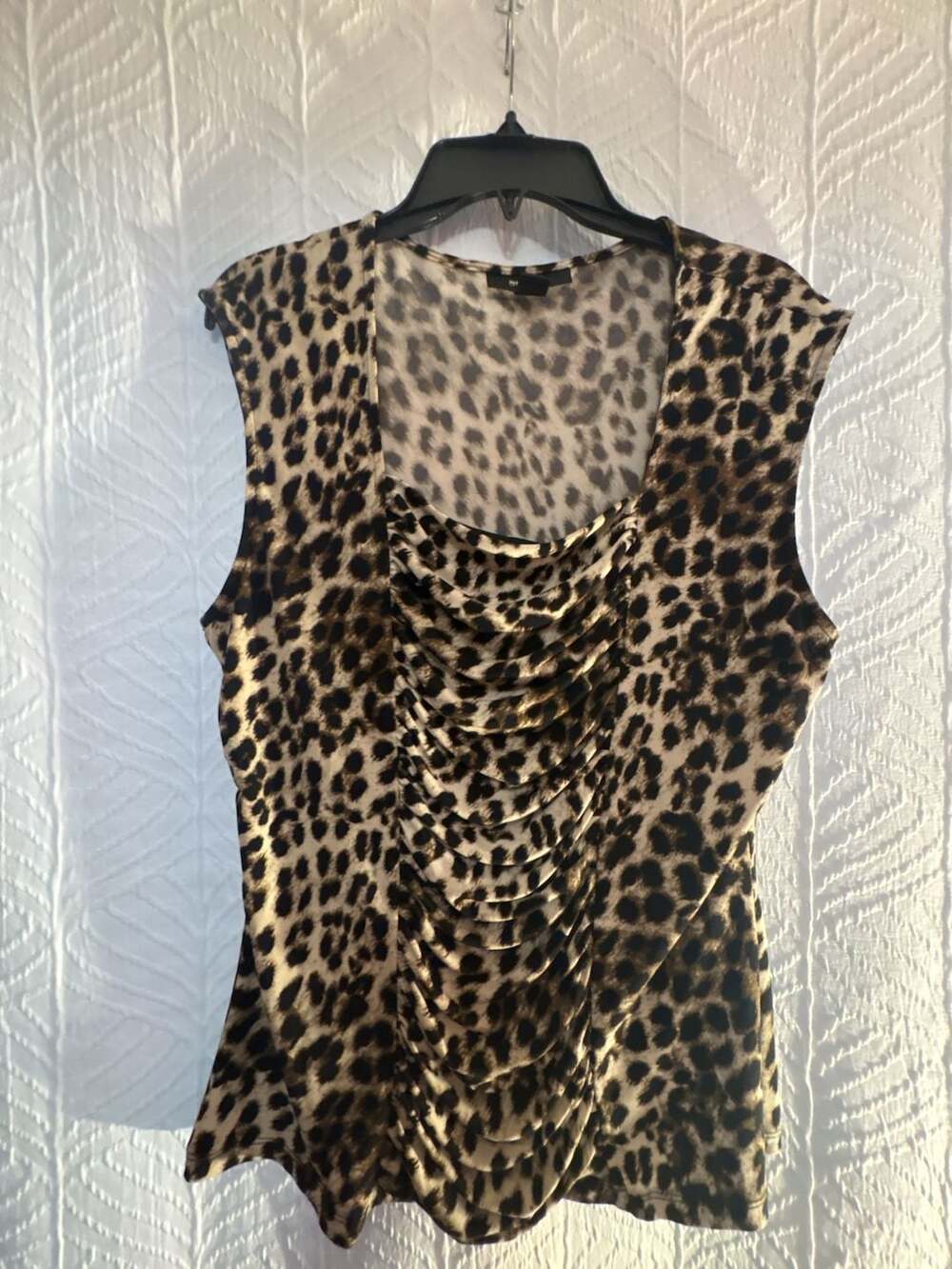 Style & Co. Leopard Print Cowl Neck Sleeveless Top Women Size XL